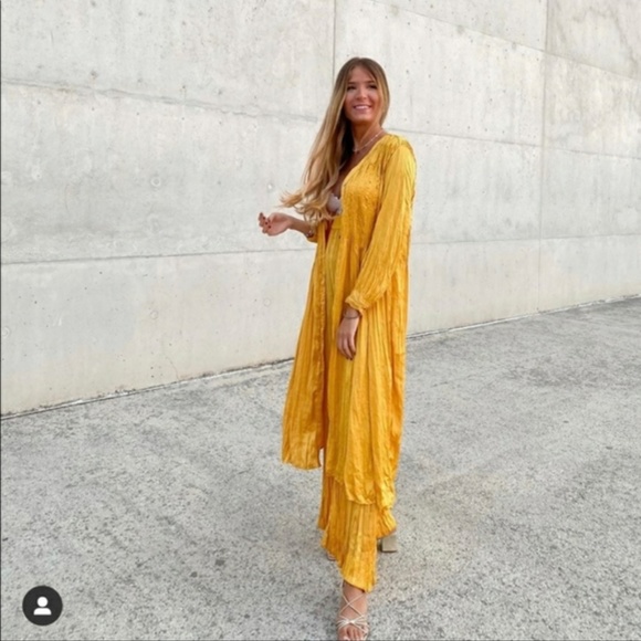 Zara Mustard Wrinkle Look Dress NWT - Picture 14 of 16